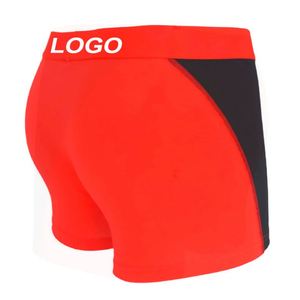 Calzoncillos bóxer de tiro medio para hombre, estilo europeo-americano, transpirables, de seda de leche, absorbentes del sudor, para fitness y deportes, con bloques de color rojo y negro. - Product Image 4