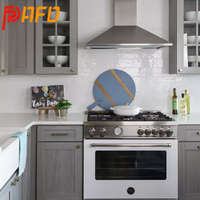 Design créatif en bois massif style shaker américain moderne laqué armoire de cuisine personnalisée avec îlot