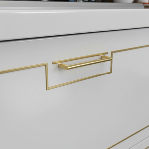 Ensemble de meubles de cuisine modulaires en or blanc luxueux, meubles de cuisine sur mesure - Product Image 3