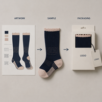 Chaussettes de compression graduée en Spandex et Nylon, à bout plat, pour le voyage, avec soutien de la cheville, couleur marine et couleur avoine, ajustement du bout du pied et gradation de taille
