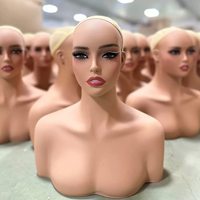 Mannequin de présentation demi-corps à double épaule pour maquillage, perruques, boucles d'oreilles et colliers, style européen-américain, pour vitrine