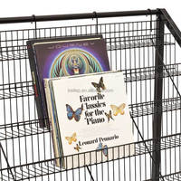 Support de Disques Vinyle en Fil Métallique Noir pour Magasins de Disques, Support de Sol pour l'Affichage de CD et de DVD