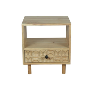 Mesita de noche de madera maciza de mango con 2 cajones, 1 cajón, hoja de decoración, acabado negro, MDF, diseño moderno para apartamento, Hospital, escuela - Product Image 2