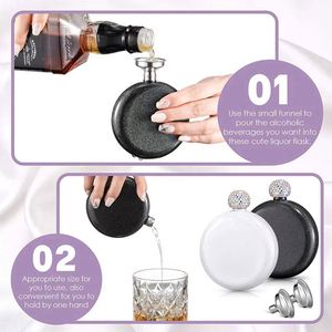 Mini Flasque à Whisky Portable en Acier Inoxydable, Bouteille Ronde pour Vin et Liqueur avec Étui en Cuir, Accessoires de Boisson à Porter à la Hanche - Product Image 6