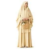 Robe de prière musulmane pour femme, grande taille, coupe ajustée, manches longues, respirante, 100% polyester, couleur unie, longueur cheville, pour l'Aïd et le printemps