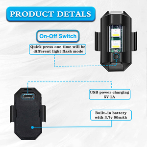 Đèn Máy Bay Sạc Usb Đèn <span class=keywords><strong>Led</strong></span> Cảnh Báo Đèn <span class=keywords><strong>Led</strong></span> Nhấp Nháy Cảnh Báo Cho Xe Máy Phụ Kiện Xe Tay Ga Phụ Kiện Ebike - Product Image 3