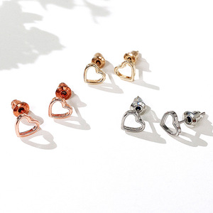 Orecchini coreani minimalisti a forma di cuore cavo, regalo romantico di San Valentino per le donne - Product Image 5