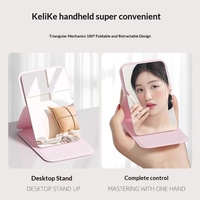 Miroir de maquillage portable haut de gamme en aluminium simple avec revêtement PU/PS/PVC, pliable, mini, pour étudiants, dortoir, cadeau d'affaires