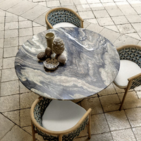 Ensemble de salle à manger d'extérieur avec table ronde et chaises, mobilier de jardin en aluminium minimaliste, imperméable, pour hôtel, appartement