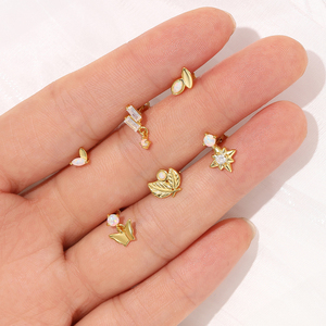 Boucles d'oreilles en argent 925 plaqué or 18 carats avec opale, forme feuille d'olivier, pour femme, à porter au quotidien - Product Image 5