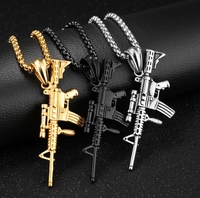 Collier pendentif de fusil en acier inoxydable rétro européen américain pour hommes chaîne en alliage à la mode accessoire de vêtements de fête à la mode