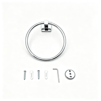 Porte-serviettes mural robuste en chrome Metalique 52042-CR pour hôtel et cuisine, accessoires de salle de bain ronds