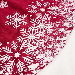 Falda para árbol de Navidad de 50-200 cm, cubierta roja para la base del árbol de Navidad, decoración con diseño de Papá Noel y copos de nieve, alfombra para la base del árbol de Navidad. - Product Image 2