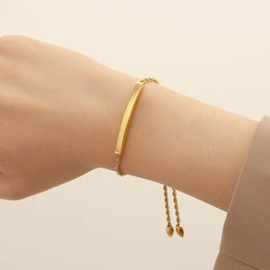 Waterproof Anti Tarnished 316L Stainless Steel Fashion <b>Bracelet</b> & Bangle 14K 18K Gold Plated <b>Adjustable</b> Blank <b>Bracelet</b> For Women - Product Image 3