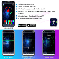 Feux d'ambiance et de fond automobiles, feux arrière 12V LED RGB avec contrôle par application, lumières décoratives pour camion, étanches IP67, 20W
