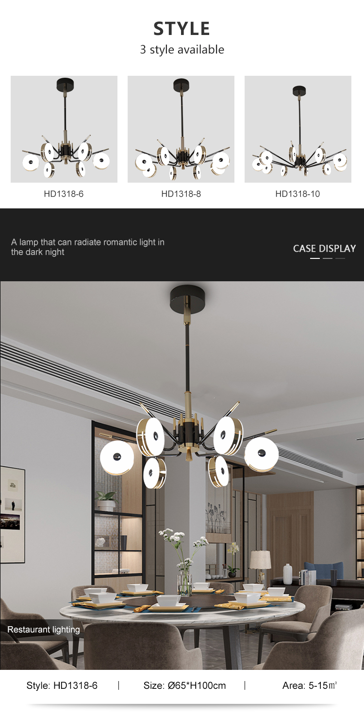 Modern Style Gold Decoration Dining Room Office Living room Bedroom Led Chandelier Light