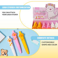Stylo gel à encre liquide non effaçable BKS, design mignon de patte de chat, encre noire 0,7 mm, impression UV sur plastique, pour étudiants, bureau, école
