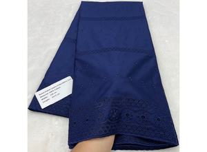 Tela de Encaje Africana de Alta Calidad, Tela de Encaje de Algodón Pulido Color Azul Cielo, 5 Yardas para Ropa Masculina Nigeriana - Product Image 4