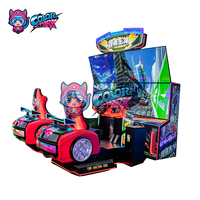 Simulateur de divertissement de parc coloré simulateur de conduite jeux vidéo à jetons Arcade Console de jeu dynamique à 4 écrans