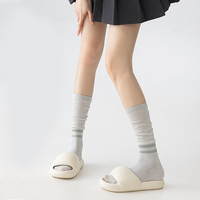 Chaussettes montantes en coton tricoté tendance OEM à 2 bandes, respirantes pour l'été, chaussettes de compression pour femmes pour le sport, chaussettes de yoga tricotées