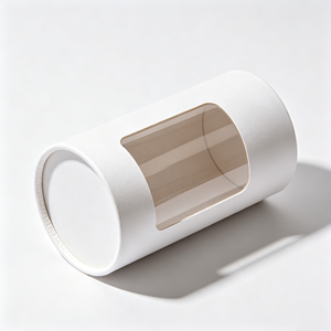 Tube cylindrique en papier kraft en gros avec fenêtre transparente, boîte ronde personnalisée imprimée pour l'emballage de grains de café - Product Image 6