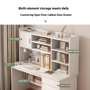 <strong>Foldable</strong> Computer <strong>Desk</strong> with Bookshelf Simple Home or Rental Writing <strong>Desk</strong> for Student for Bedroom or <strong>Small</strong> Spaces - Product Image 3