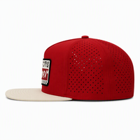 Topi Baseball 5 Panel PVC Patch Laser Perforated OEM/ODM Profil Tinggi Dua Warna Model Snapback untuk Penggemar Motorsport