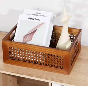 Lưu Trữ Nhà Bằng Gỗ Giỏ Mây Lưu Trữ Giỏ Màu Đen 2-Mảnh Giỏ Gỗ - Product Image 2