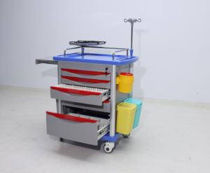 Troli Medis Kelas Militer Berbahan ABS untuk Penggunaan Rumah Sakit, Stasiun Trauma Bergerak 4 Roda dengan Dudukan Peralatan yang Dapat Diganti, untuk Pengukuran Tanda Vital - Product Image 2