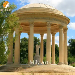 Hand-Carved Marble Stone Large-Size Garden Statue Western Outdoor Marble Gazebo