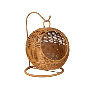 Panier en rotin <span class=keywords><strong>plastique</strong></span> de grande capacité personnalisé, fait à la main, style écologique, paniers de rangement durables pour fruits et pain - Product Image 2