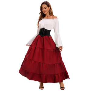 Vestido Largo Medieval con Hombros Descubiertos y Cinturón de Corsé para Mujer, Disfraz para Representaciones Escénicas, Falda Maxi Verde, Talla Adulto, Yi Xiaoyi - Product Image 2