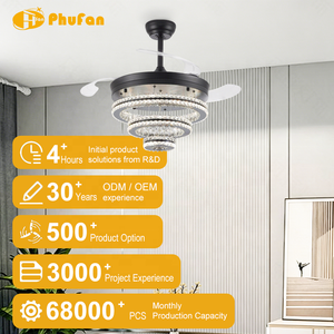 <span class=keywords><strong>Ventilador</strong></span> de <span class=keywords><strong>Techo</strong></span> de Cristal de Lujo de 36/42/48/52 Pulgadas con Aspas Retráctiles, Control Remoto, para Sala de Estar, Comedor - Product Image 1