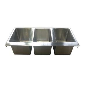 <span class=keywords><strong>Lavello</strong></span> Triplo in Acciaio Inox 304 per Uso Alimentare, <span class=keywords><strong>Lavello</strong></span> da Incasso con Scarico Centrale, <span class=keywords><strong>Lavello</strong></span> Commerciale per Cucina di Piccole <span class=keywords><strong>Dimensioni</strong></span> - Product Image 4