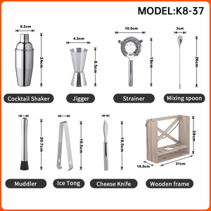 <span class=keywords><strong>Kit</strong></span> à cocktails Creation Factory, best-seller, 8 pièces, shaker en acier inoxydable noir, coffret cadeau, boîte en bois, capacité 700 ml, écologique - Product Image 2