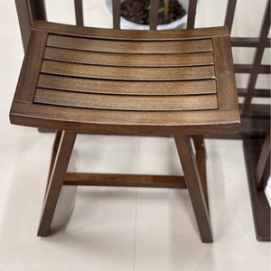 Teak <b>Bathroom</b> <b>Stool</b> Solid Wood Saddle Shape Design Household Shoe Changing Seat Asian Style Durable - Product Image 2