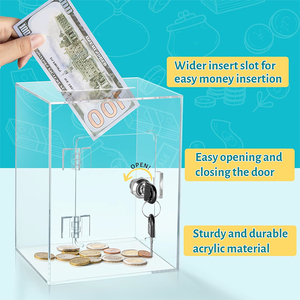 लॉक के साथ स्पष्ट ऐक्रेलिक पिगी बैंक को कबूतर बैंक के वयस्क बच्चों की घरेलू क्षमता मनी बॉक्स धन दान बॉक्स - Product Image 2