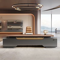 Bureau de direction en bois de luxe en forme de L, grain de bois clair, pour président, directeur, haut de gamme, moderne, facile à assembler