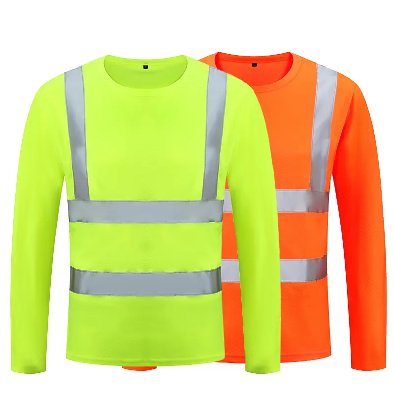 OEM Logo Reflektierende Sicherheits Kleidung Dry Fit Short Long Sleeves Bau Eisenbahn Sicherheit Arbeitskleidung Hallo Vis Shirts Individuell