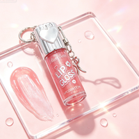Porte-clés Miroir Cœur Brillant à Lèvres Scintillant Hydratant Huile à Lèvres Repulpante Teinte Brillante Maquillage des Lèvres
