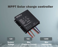 Contrôleur de charge solaire MPPT 12V 10A avec télécommande pour lampadaire solaire, système de pilotage LCD, IP67, 130W max PV