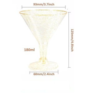 Copas de Champán de Plástico Texturizado Dorado Irrompibles, Copas de Vino Desechables Desmontables para Brindis en Bodas y Fiestas - Product Image 6