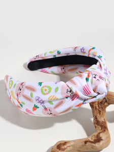 عصابة رأس LRTOU بالجملة مزينة بالأحجار الكريمة واللؤلؤ، إكسسوارات شعر عصرية، عصابة رأس عريضة مطبوعة ومعقودة للنساء - Product Image 6