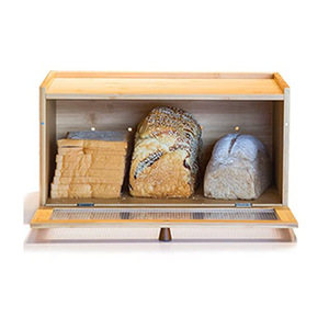 Boîte à pain en bambou avec tapis antidérapant, 1 niveau, rangement de cuisine pour la conservation du pain - Product Image 1