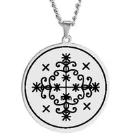 Pendentif Symbole Vévé Papa Legba Voodoo, Collier, Médaille, Amulette, Talisman, Charme, Bijou pour Rituels et Autel, Occultisme et Loa