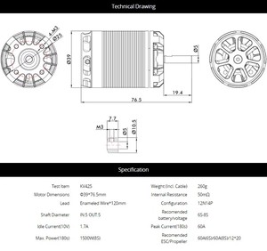Motor sin Escobillas T-MOTOR AX335-B KV425 1500W, Imán de Alta Eficiencia, Larga Duración, para Drones de Vuelo Estacionario - Product Image 4