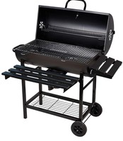 Barbecue au charbon de bois de type baril robuste pour l'extérieur avec kit de rôtisserie automatique pour poulet