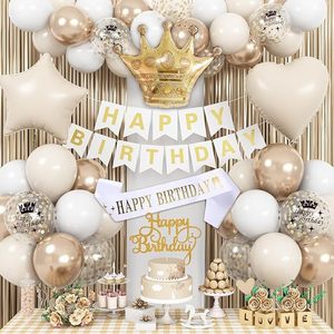 Set <span class=keywords><strong>de</strong></span> Decoración para Fiesta <span class=keywords><strong>de</strong></span> Cumpleaños al por Mayor <span class=keywords><strong>de</strong></span> Fábrica: Kit <span class=keywords><strong>de</strong></span> Globos <span class=keywords><strong>de</strong></span> Aluminio <span class=keywords><strong>en</strong></span> Forma <span class=keywords><strong>de</strong></span> Corazón Blanco Arena, Banner <span class=keywords><strong>de</strong></span> Feliz Cumpleaños y Telón <span class=keywords><strong>de</strong></span> Fondo <span class=keywords><strong>de</strong></span> Guirnalda. - Product Image 1