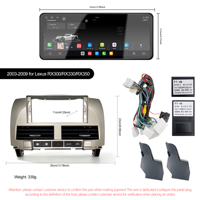Autoradio Android Meihua 12,3'' 4 cœurs avec CarPlay/Android Auto/GPS/WIFI/DSP/IPS sans fil pour Lexus RX300 RX330 RX350