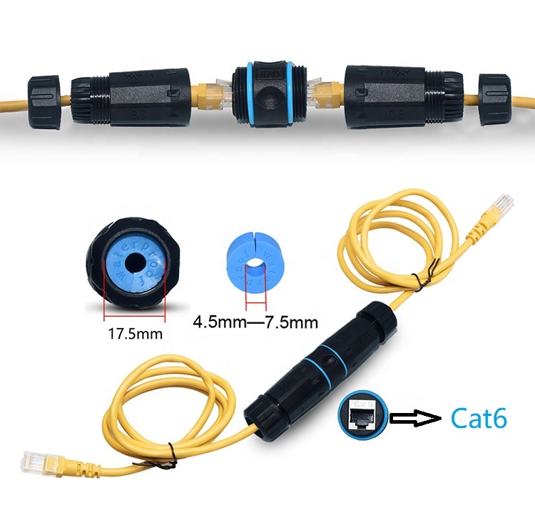 防水RJ45カプラーシールドメス-メス防水イーサネットカプラー